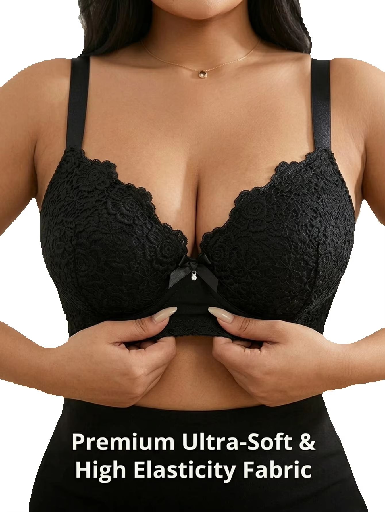 Plunge Bra Push Up - Sujetador floral push-up de talla grande
