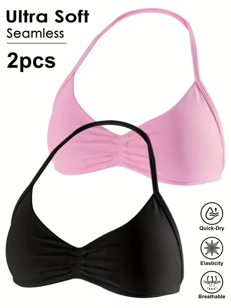 T Shirt Bra Seamless - 2 piezas Top corto sexy sin