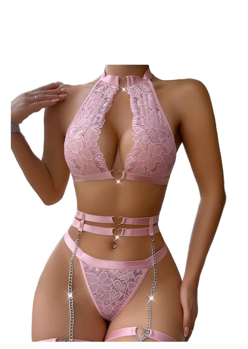 Conjunto de lencería sexy con  - Plunge Bra Push Up reseña y precio