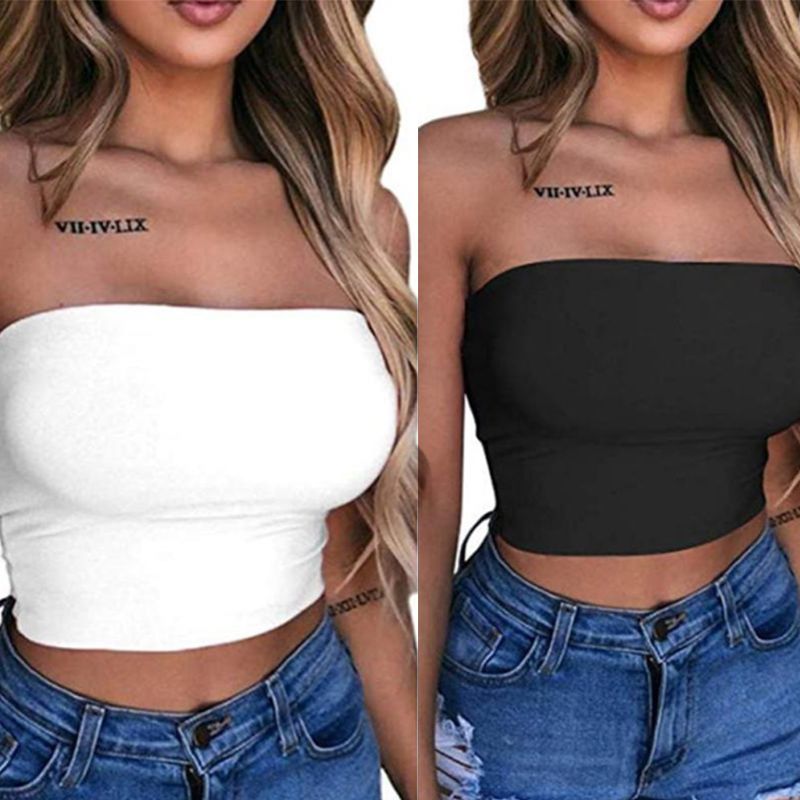 Top corto tubo con hombros des - T Shirt Bra Seamless reseña y precio