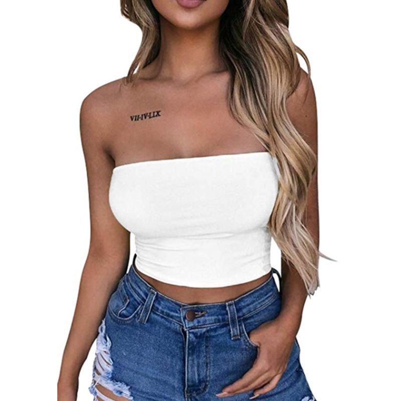 Top corto tubo con hombros des - T Shirt Bra Seamless reseña y precio
